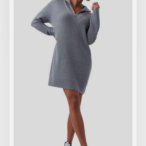 French Connection Gray Ribbed Women's Sweater Dress